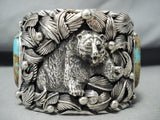 Huge Grizzly Native American Royston Turquoise Sterling Silver Bracelet-Nativo Arts
