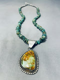 Fabulous Native American Navajo Royston Turquoise Sterling Silver Necklace Signed-Nativo Arts
