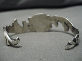 Superlative Vintage Native American Navajo Sky Blue Turquoise Sterling Silver Swirl Bracelet Old-Nativo Arts