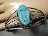 Incredible Vintage Zuni Native American Sterling Silver Turquoise Bracelet Old-Nativo Arts