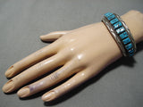 Tremendous Vintage Native American Navajo Sleeping Beauty Turquoise Sterling Silver Bracelet Old-Nativo Arts