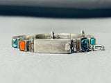 Incredibly Intricate Native American Navajo Turquoise Inlay Sterling Silver Clasp Bracelet-Nativo Arts