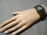 Earlier Vintage Native American Navajo Hachita Turquoise Sterling Silver Bracelet Old Cuff-Nativo Arts