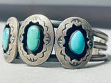 Willy Carviso Vintage Native American Navajo Turquoise Sterling Silver Bracelet Old-Nativo Arts