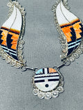 One Of The Most Detailed Ever Vintage Native American Zuni Turquoise Sterling Silver Necklace-Nativo Arts