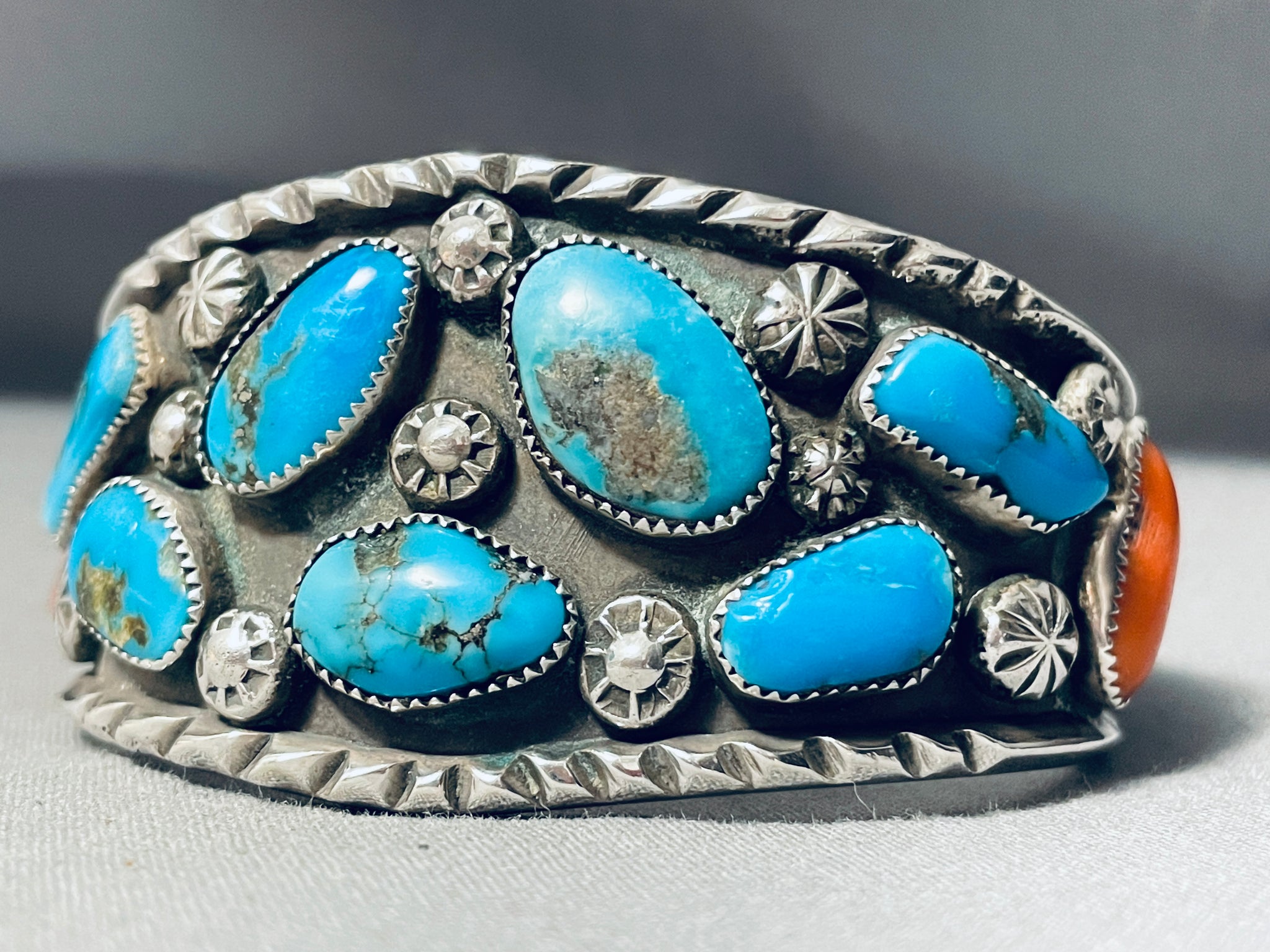Opulent Vintage Native American Navajo Morenci Turquoise Sterling