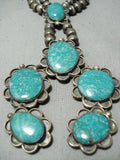 One Of The Best Vintage Native American Navajo Turquoise Sterling Silver Necklace Old-Nativo Arts