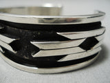 Quality!! Vintage Native American Navajo Geometric Rug Sterling Silver Bracelet Old-Nativo Arts