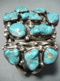 Nora Nelson Vintage Native American Navajo Blue Gem Turquoise Sterling Silver Bracelet-Nativo Arts