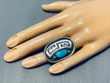 Unique Vintage Native American Navajo Hopi Turquoise Sterling Silver Ring Signed-Nativo Arts