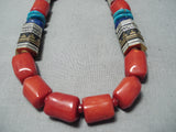 Chunky Coral Singer Native American Navajo Sterling Silver Gold Necklace-Nativo Arts