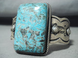 Chimney Butte Amazing Native American Navajo Pilot Mountain Turquoise Sterling Silver Bracelet-Nativo Arts