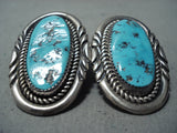 Justin Wilson Vintage Native American Navajo Sleeping Beauty Turquoise Sterling Silver Earrings-Nativo Arts