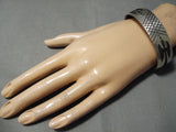 X Marks The Spot Vintage Native American Navajo Hand Tooled Sterling Silver Bracelet Old-Nativo Arts