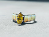 Special Native American Navajo Citrine & Opal Sterling Silver Ring-Nativo Arts