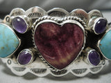 Museum Quality Vintage Native American Navajo Heart Amethyst Sterling Silver Turquoise Bracelet-Nativo Arts
