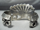 Aaron Anderson Native American Navajo Godber Turquoise Sterling Silver Sandcast Bracelet-Nativo Arts