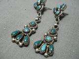 Exceptional Vintage Zuni Native American Turquoise Sterling Silver Earrings Old-Nativo Arts