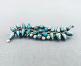 Exquisite Vintage Native American Zuni Blue Gem Old Kingman Turquoise Sterling Silver Pin-Nativo Arts
