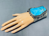 300 Gram Extremely Rare Vintage Native American Navajo Turquoise Sterling Silver Bracelet-Nativo Arts