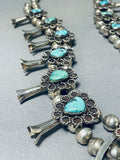300 Gram Vintage Native American Navajo Turquoise Rope Sterling Silver Squash Blossom Necklace-Nativo Arts