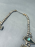 300 Gram Vintage Native American Navajo Turquoise Sterling Silver Squash Blossom Necklace-Nativo Arts