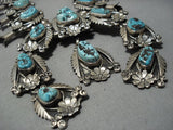 300 Gram Vintage Native American Navajo Turquoise Sterling Silver Squash Blossom Necklace Old-Nativo Arts
