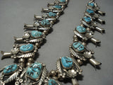 300 Gram Vintage Native American Navajo Turquoise Sterling Silver Squash Blossom Necklace Old-Nativo Arts