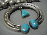 300 Grams!! Vintage Native American Jewelry Navajo Turquoise Sterling Silver Squash Blossom Necklace Old-Nativo Arts