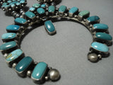 300 Grm Huge Vintage Native American Jewelry Navajo Turquoise Sterling Silver Squash Blossom Necklace-Nativo Arts