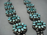 300 Grm Huge Vintage Native American Jewelry Navajo Turquoise Sterling Silver Squash Blossom Necklace-Nativo Arts