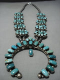 300 Grm Huge Vintage Native American Jewelry Navajo Turquoise Sterling Silver Squash Blossom Necklace-Nativo Arts