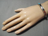 Important Inlay Master Native American Zuni Turquoise Coral Sterling Silver Inlay Bracelet-Nativo Arts
