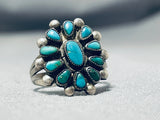 Beautiful Vintage Native American Zuni Blue Gem Turquoise Sterling Silver Ring-Nativo Arts