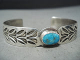 Astonishing Native American Navajo Old Kingman Turquoise Sterling Silver Bracelet-Nativo Arts