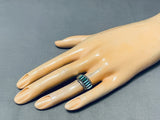One Of The Best Vintage Native American Zuni Needle Turquoise Sterling Silver Ring Old-Nativo Arts