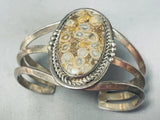 Grey Spotted Jasper Rare Vintage Native American Navajo Sterling Silver Bracelet-Nativo Arts