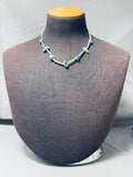 Outstanding Vintage Native American Navajo 7 Turquoise Heishi Sterling Silver Choker Necklace-Nativo Arts
