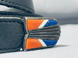 One Of The Best Vintage Native American Turquoise Sterling Silver Inlay Belt-Nativo Arts