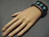 Incredible Vintage Native American Navajo Carico Lake Turquoise Sterling Silver Bracelet Old-Nativo Arts