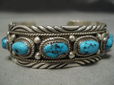 Long Unique Swirling Vintage Native American Navajo Hand Hammered Sterling Silver Bracelet Old-Nativo Arts
