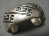 Exceptional Vintage Native American Navajo Platero Geomtric Sterling Silver Bracelet-Nativo Arts