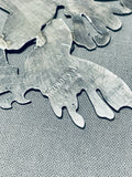 Huge Swimming Fish Native American Navajo Sterling Silver Hand Tooled Pendant-Nativo Arts