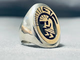 Signed Native American Navajo 14k Gold Sterling Silver Kokopelli Ring-Nativo Arts