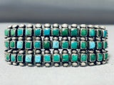 Best Vintage Native American Zuni Cerrillos Turquoise Squared Sterling Silver Early Bracelet-Nativo Arts