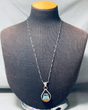 Extreme Detail Native American Navajo Turquoise Kachina Sterling Silver Necklace-Nativo Arts