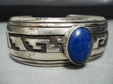 Authentic Vintage Native American Navajo Thomas Singer Lapis Sterling Silver Bracelet-Nativo Arts
