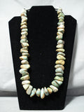 302 Grams Vintage Native American Navajo Green Turquoise Sterling Silver Necklace-Nativo Arts