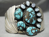 Important Vintage Native American Navajo Last Chance Turquoise Sterling Silver Opal Bracelet-Nativo Arts