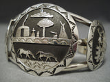 Detailed!! Intricate Native American Navajo Sterling Silver Memory Bracelet-Nativo Arts